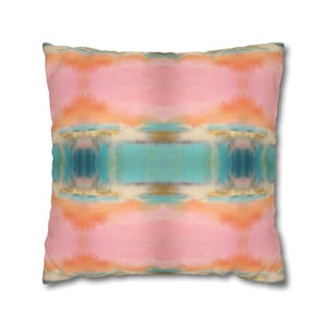 Blue, Orange & Pink Captiva No. 1 Pillow Cover | Dorm Decor for College Girls | Home and Apartment Decor | Throw Pillows for Couch