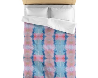 Blue & Pink Crown Princess Duvet Cover | Dorm Decor for College Girls | Bedding for Girls