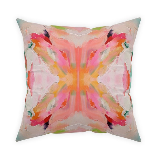 Pink, Green & Orange Citrus Starburst Pillow | Dorm Decor for College Girls | Home and Apartment Decor | Throw Pillows for Couch