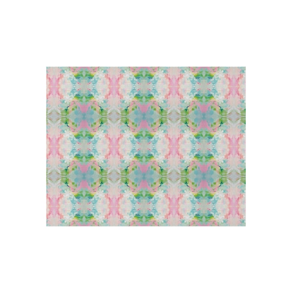 Blue, Pink & Green Fountain Impressionistic Chenille Rug | 4’x6’ 5’x7’ 8’x10’ | Dorm Decor for College Girls | Apartment and Home Decor