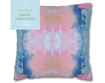 Blue & Pink Crown Princess Pillow Cover | Dorm Decor for College Girls | Home Apartment Decor | Throw Pillows for Couch