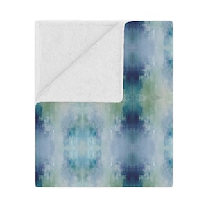 Blue & Green Midnight Rivers Minky Blanket | Dorm Decor for College Girls | Gift for College Girls