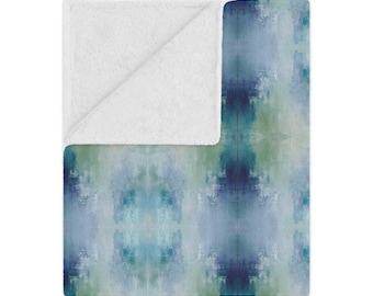 Blue & Green Midnight Rivers Minky Blanket | Dorm Decor for College Girls | Gift for College Girls