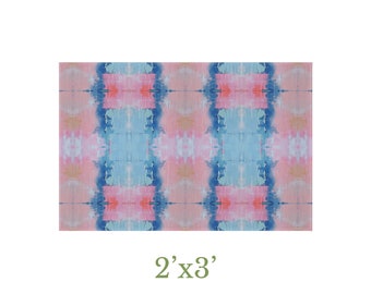 Blue & Pink Crown Princess Chenille 2’x3’ Rug | Preppy Rug | Dorm Decor for College Girls | Apartment and Home Decor