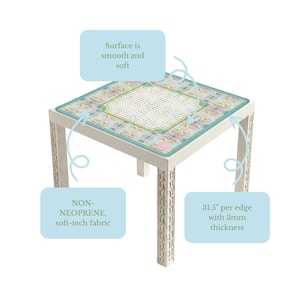 Blue, Green & Pink Snowdrops Mahjong Mat | 31.5in x 31.5in | 3mm | Non-Neoprene | With Storage Bag image 12