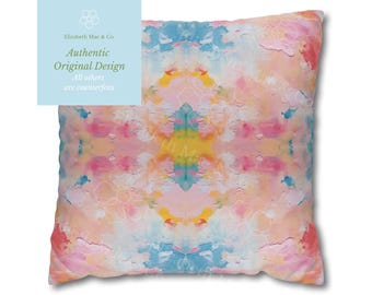 Blue, Pink & Yellow Mermaid No. 1 Pillow Cover | Dorm Decor for College Girls | Home Apartment Decor | Throw Pillows for Couch