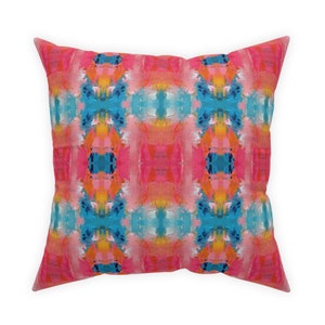 Blue, Pink and Orange Moab Pillow | Dorm Decor for College Girls | Home and Apartment Decor | Throw Pillows for Couch