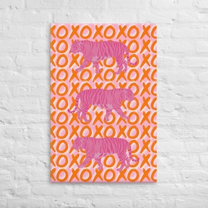 Tigers XOXO Orange & Pink Canvas | Stunning Dorm Decor for College Girls, Wall Art, College Decor