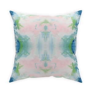 Blue, Pink & Green Palma Ceia No. 2 Pillow | Dorm Decor for College Girls | Throw Pillows for Couch | Home Decor