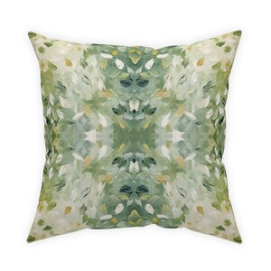 Green Falling Autumn Sage Leaves Pillow | Fall Home | Home Decor | Hostess Gift | Throw Pillows for Couch