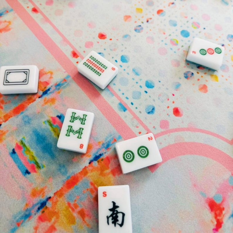 Blue, Orange & Pink Sandcastle Sunrise Mahjong Mat | 31.5in x 31.5in | 3mm | Non-Neoprene | With Storage Bag