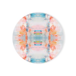 Blue, Orange & Pink Sandcastle Sunrise Watercolor Cork Back Coaster | Drink Coaster | Home Decor | Gift for Women
