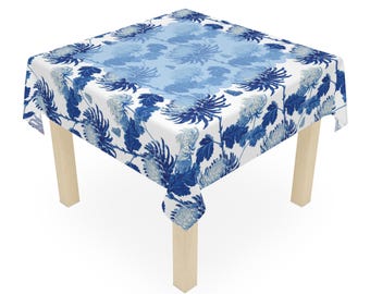 Blue Bloom Mahjong Tablecloth | Chinoiserie | Mahjong Table Cover | Mahjong Hosting Decor | Mahjong Gift | 55 in x 55 in