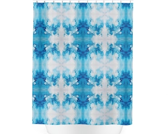 Blue & White Bermuda Bliss Cloth Shower Curtain | Bathroom Home Decor | Dorm and Apartment Decor for College Girls