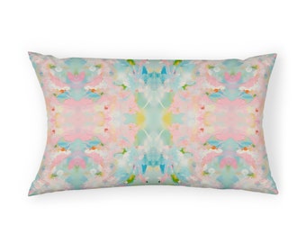 Blue, Green & Pink Lily of the Valley Pillow Sham | Standard and King Sizes | Home Decor | Bedding