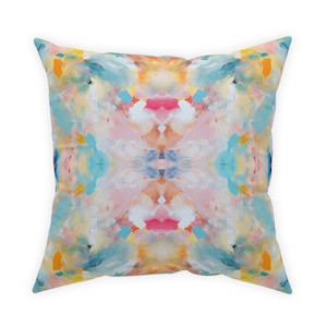 Blue, Pink & Yellow Kaleidoscope Pillow | Dorm Decor for College Girls | Home and Apartment Decor | Throw Pillows for Couch