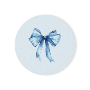 Blue Pastel Bow Cork Back Coaster | Drink Coaster | Home Decor | Gift for Women