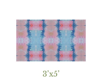 Blue & Pink Crown Princess Chenille 3’x5’ Rug | Preppy Rug | Dorm Decor for College Girls | Apartment and Home Decor