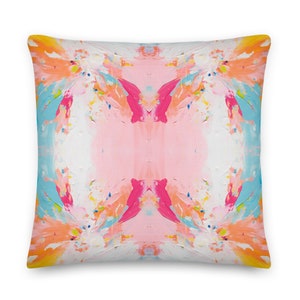Blue, Pink & Yellow Love Angel Impressionistic Pillow v2 | Dorm Decor for College Girls | Teen and College Gift | Home Decor
