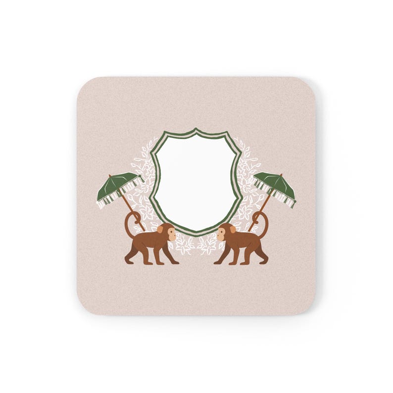 Chinoiserie Mahjong Discard Tile Coaster | Monkey Garden Collection | Square 4x4 | Cork Back, - Size: 3.75″ x 3.75″ (Square)
- High-gloss top
- ONE coaster per listing