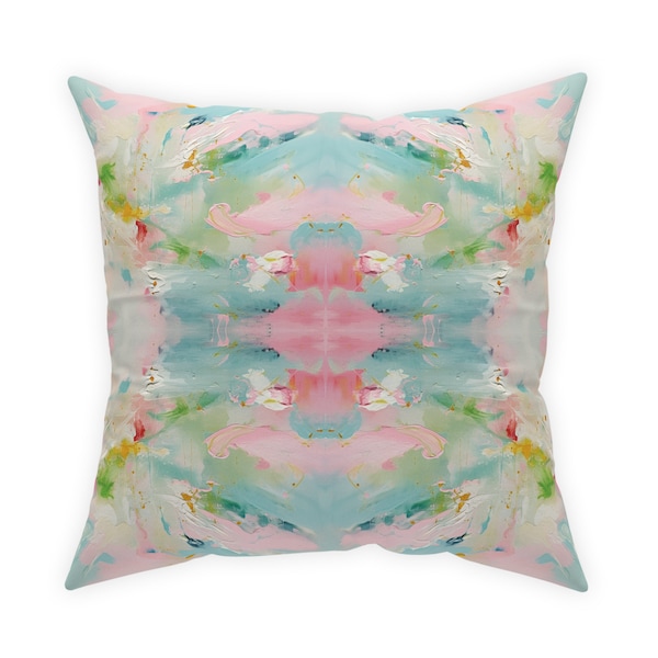 Blue, Green & Pink Pagoda Pillow | Dorm Decor for College Girls | Home and Apartment Decor | Throw Pillows for Couch