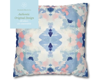 Blue & Pink Menagerie Pillow Cover | Dorm Decor for College Girls | Home Apartment Decor | Throw Pillows for Couch