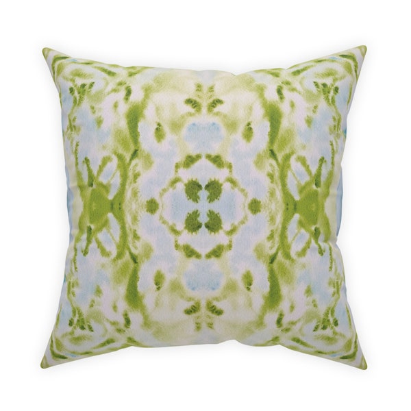 Blue & Green Monarch Farm Watercolor Pillow | Dorm Decor for College Girls | Home and Apartment Decor | Throw Pillows for Couch