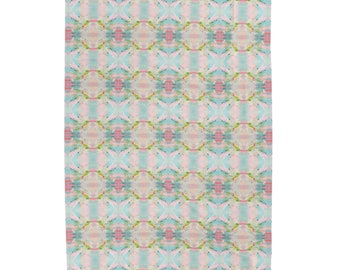 Blue, Green & Pink Pagoda Velveteen Plush Blanket | Dorm Decor for College Girls | Gift for College Girls | 60” x 80”