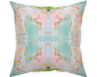 Blue, Pink & Green Butterfly Sanctuary Pillow | Dorm Decor for College Girls | Teen and College Girl Gift | Home and Apartment Decor