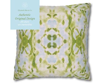 Blue & Green Monarch Farm Watercolor Pillow Cover | Dorm Decor for College Girls | Home Apartment Decor | Throw Pillows for Couch
