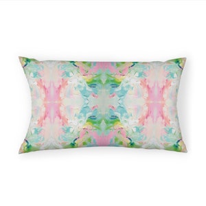 Blue, Pink & Green Fountain Impressionistic Pillow Sham | Standard and King Sizes | Home Decor | Bedding