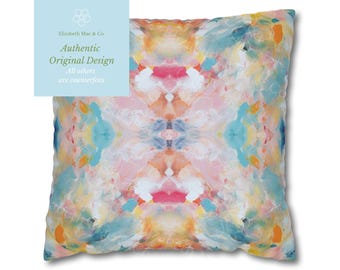 Blue, Pink & Yellow Kaleidoscope Pillow Cover | Dorm Decor for College Girls | Home and Apartment Decor | Throw Pillows for Couch