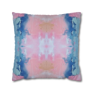 Blue & Pink Crown Princess Pillow Cover | Dorm Decor for College Girls | Home Apartment Decor | Throw Pillows for Couch