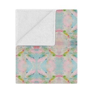 Blue, Green & Pink Pagoda Minky Blanket | Dorm Decor for College Girls | Gift for College Girls | Bedroom Decor | Gift for Her