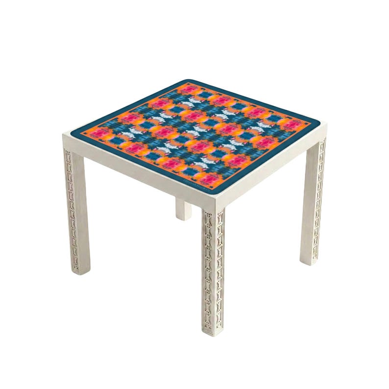 Blue, Orange & Pink Moody Blooms Mahjong Mat | 31.5in x 31.5in | 3mm | Non-Neoprene | With Storage Bag