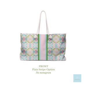 Blue, Green & Pink Pagoda Tote | Mahjong Bag | Custom Monogram Racing Stripe | Large Rope Handle Beach Bag | Preppy Gift