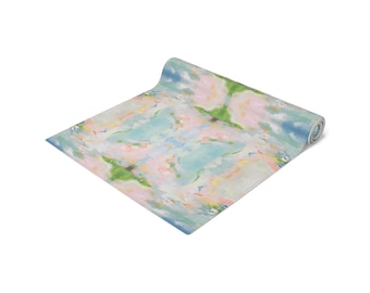 Blue, Pink & Green Butterfly Sanctuary Table Runner | Cotton or Polyester | 2 Lengths | Home Decor