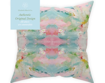 Blue, Green & Pink Pagoda Pillow | Dorm Decor for College Girls | Teen and College Girl Gift | Home and Apartment Decor