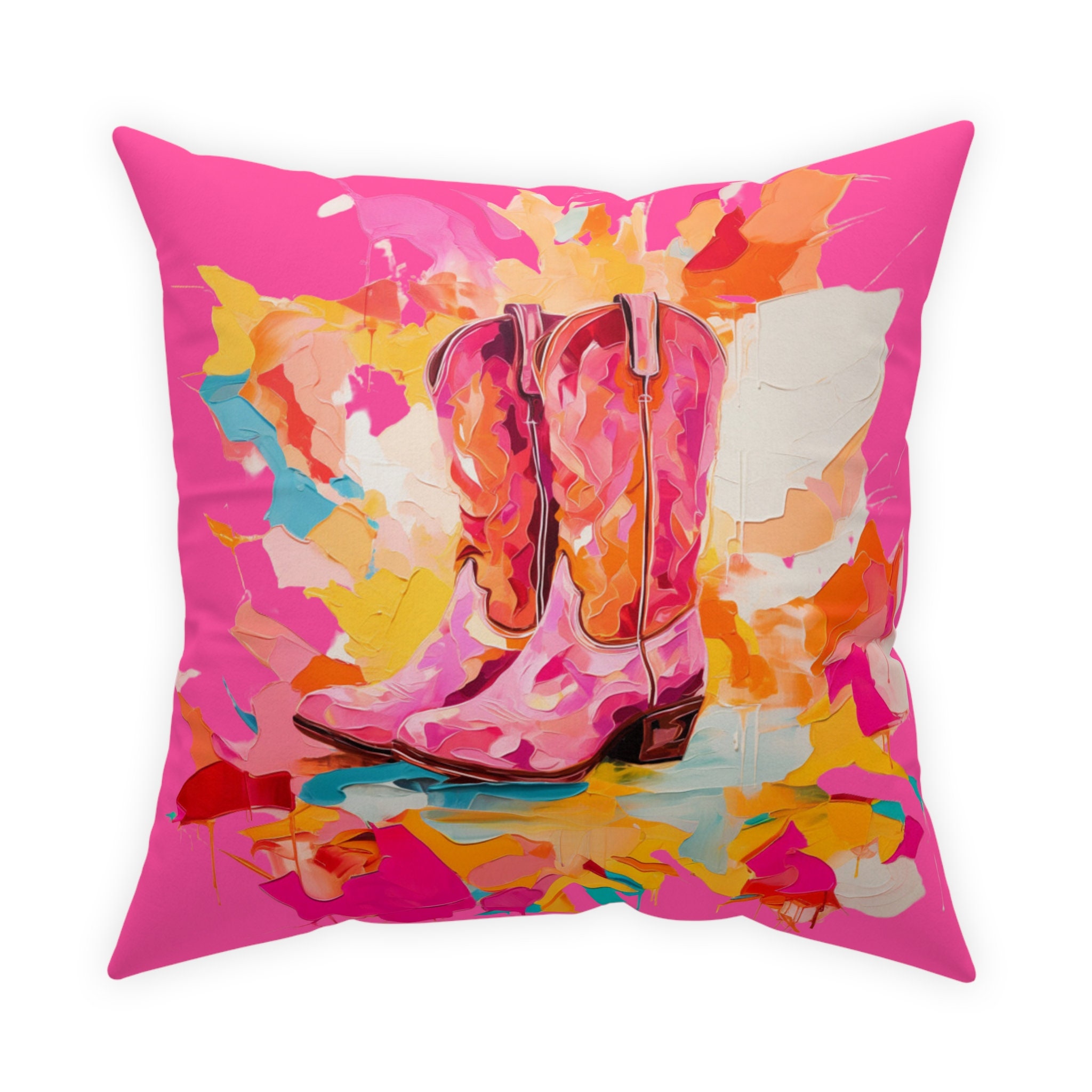 Pink Orange Abstract Cowboy Boots Pillow V2 Dorm Decor for College Girls Home and Apartment Decor Teen and College Girl Gift Etsy