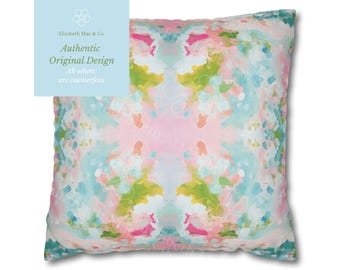 Funda de almohada con diseño de campanillas de invierno azules, verdes y rosas n.° 2 / Decoración para dormitorios universitarios / Regalo para adolescentes y universitarias / Decoración para el hogar y el apartamento