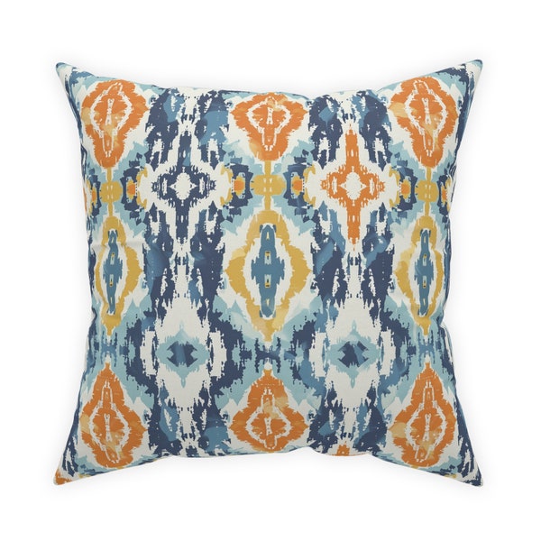 Blue, Orange & Yellow Yampa River Pillow | Dorm Decor for College Girls | Home and Apartment Decor | Throw Pillows for Couch