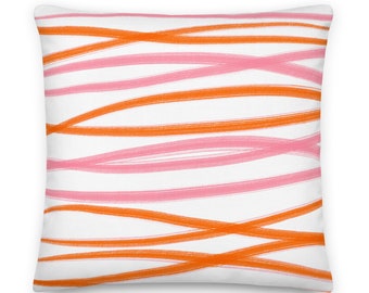 Pink & Orange Brushstrokes Pillow | Dorm Decor for College Girls | Home Decor Gift