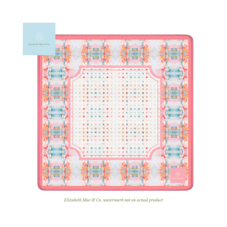 Blue, Orange & Pink Sandcastle Sunrise Mahjong Mat | 31.5in x 31.5in | 3mm | Non-Neoprene | With Storage Bag