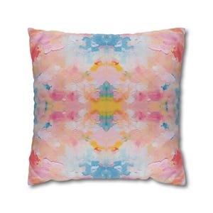 Blue, Pink & Yellow Mermaid No. 1 Pillow Cover | Dorm Decor for College Girls | Home Apartment Decor | Throw Pillows for Couch