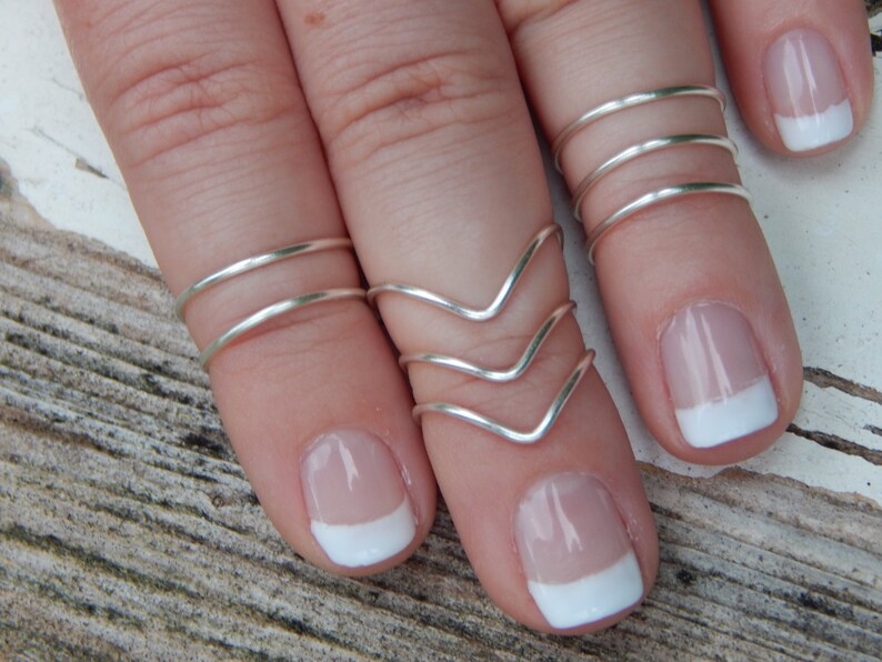 Midi Ring Set Silver Knuckle Rings Gold Tea Rings Upper image 2