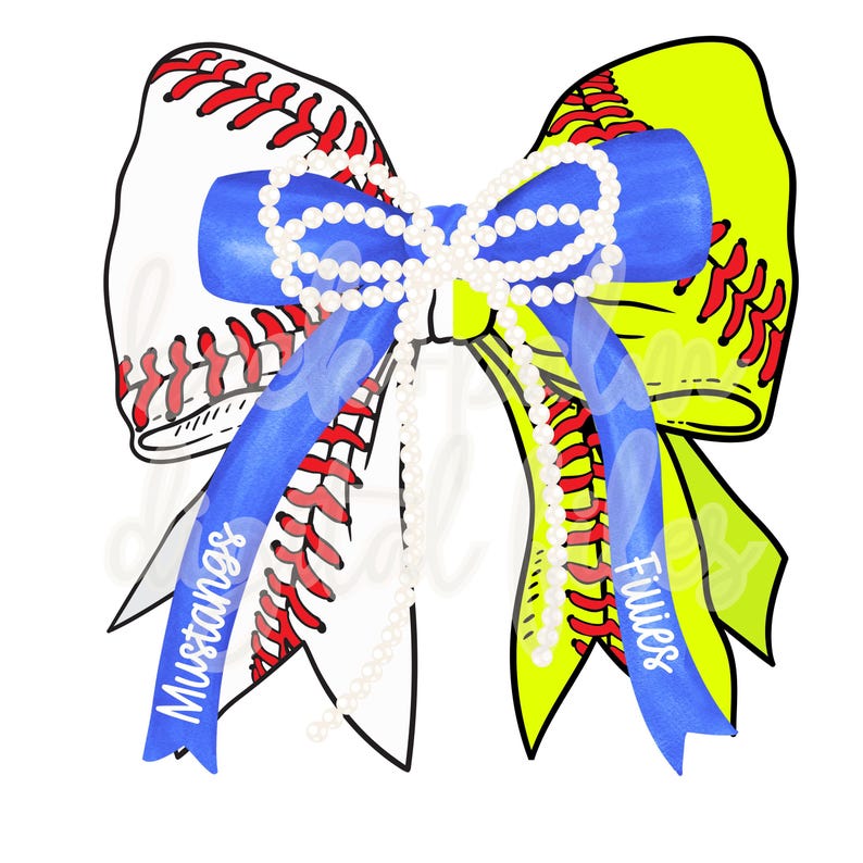 Baseball Softball (two Teams) Bow PNG| Team Spirit DTF File (digital ...
