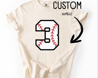 Aangepast Baseball Comfort Colors®-shirt, T-shirt softbalstrik, Game Day-kleding