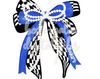 Cougars blauw + zwart Cheer Bow SVG | Teamspirit gesneden bestand (digitale download)