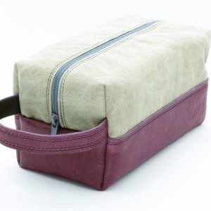 Leather toiletry bag. Leather and Waxed cotton canvas bag. Christmas Gift. Toiletry kit. Mens Gift. Husband Gift image 1