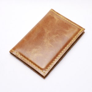 Brown leather card holder. Bank card holder. Driving license holder. Small leather gift. Birthday present image 1